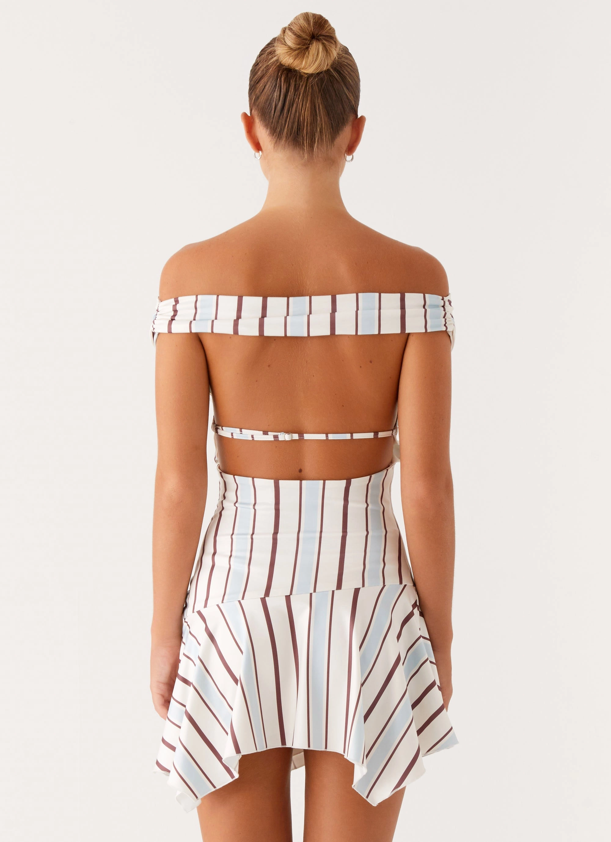 Gloss Accent Modern and Stylish Kirby Mini Dress - Blue Stripe