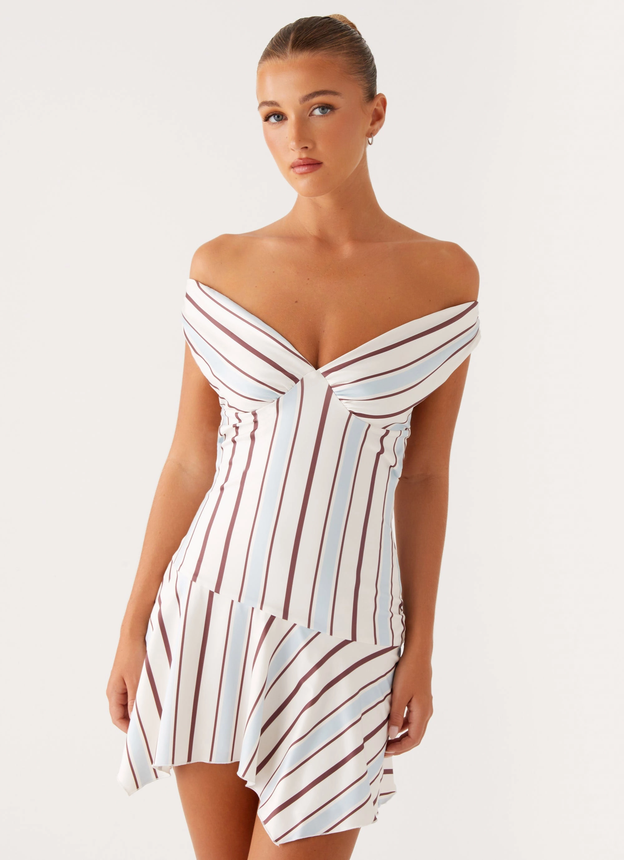 Fresh Aesthetic Layered Fit Kirby Mini Dress - Blue Stripe