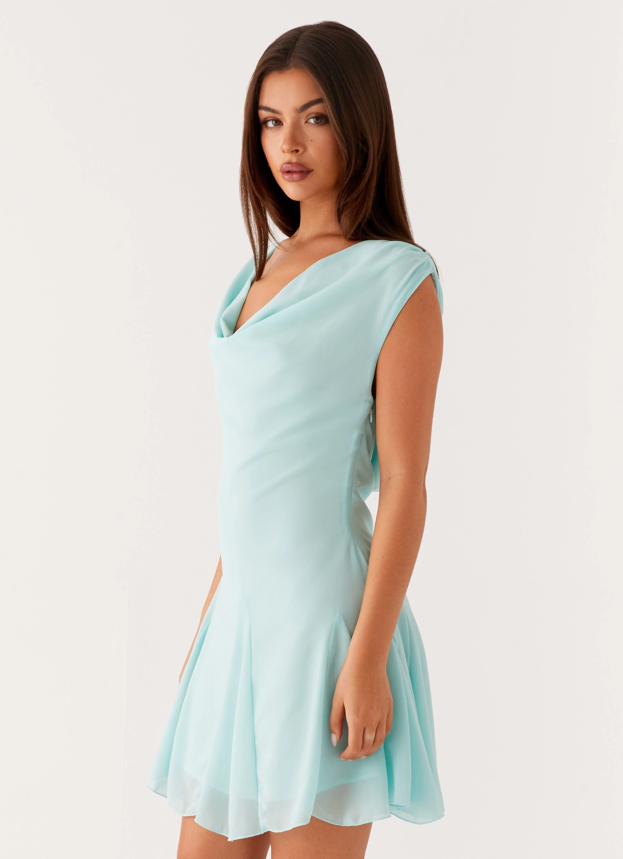 Shayla Mini Dress - Turquoise Soft Balance Sharp Look