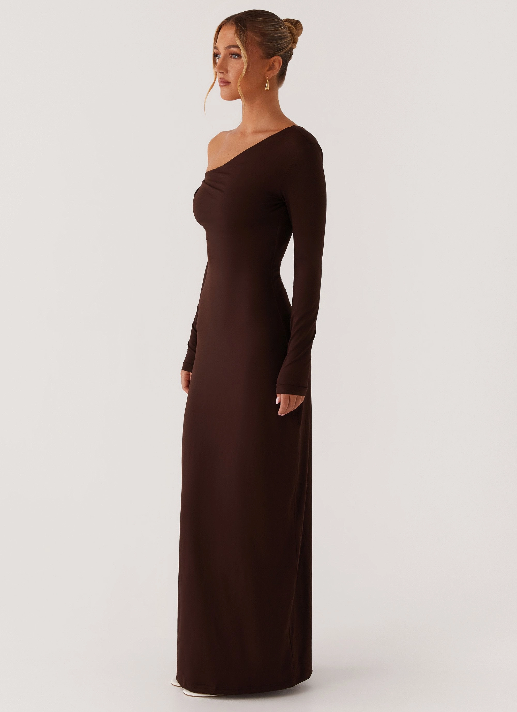 Effortless Waist Design Mom Chic Jordana Twist Maxi Dress - Brown