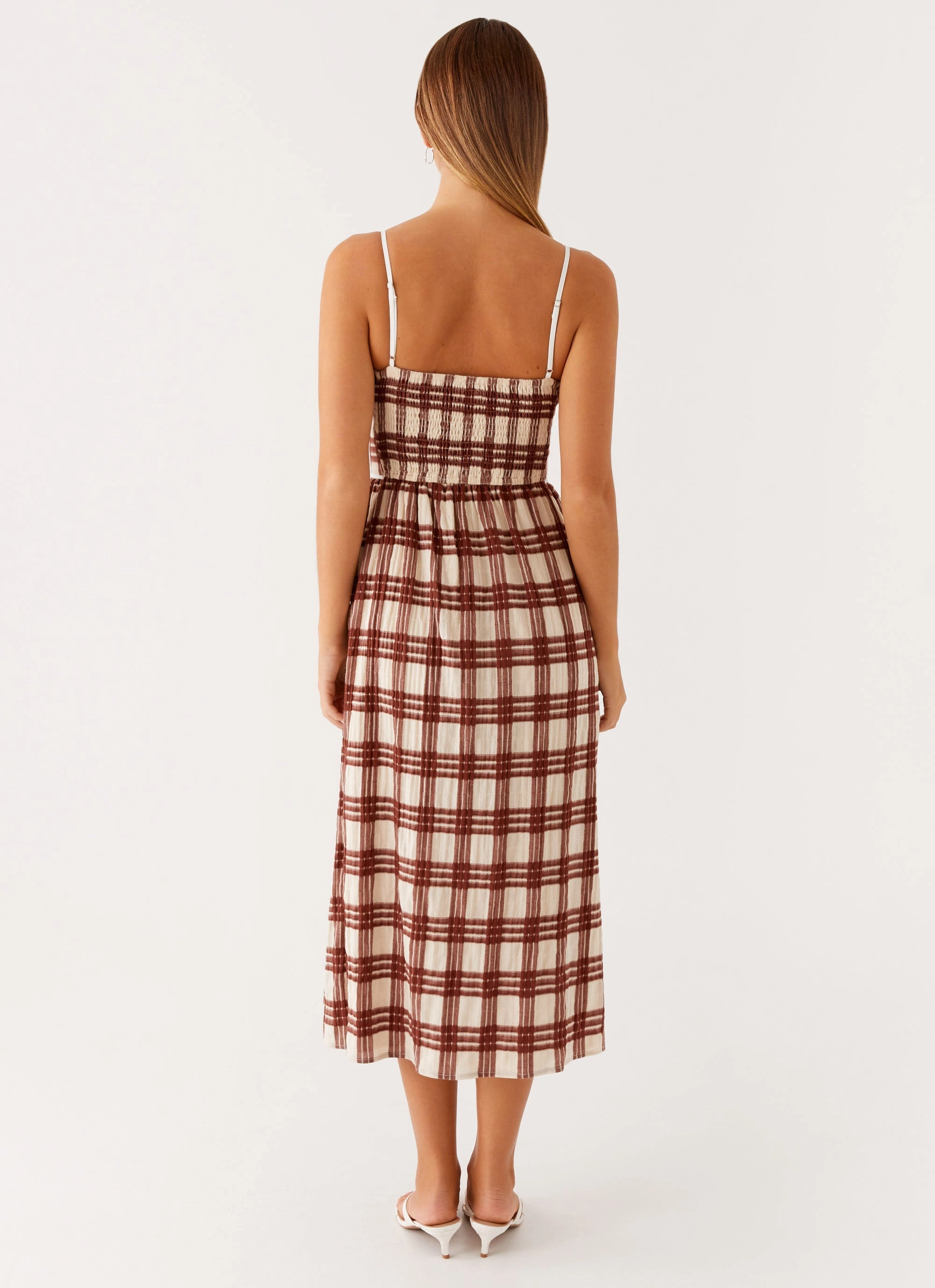 Shyanne Midi Dress - Chocolate Check Dew Tone
