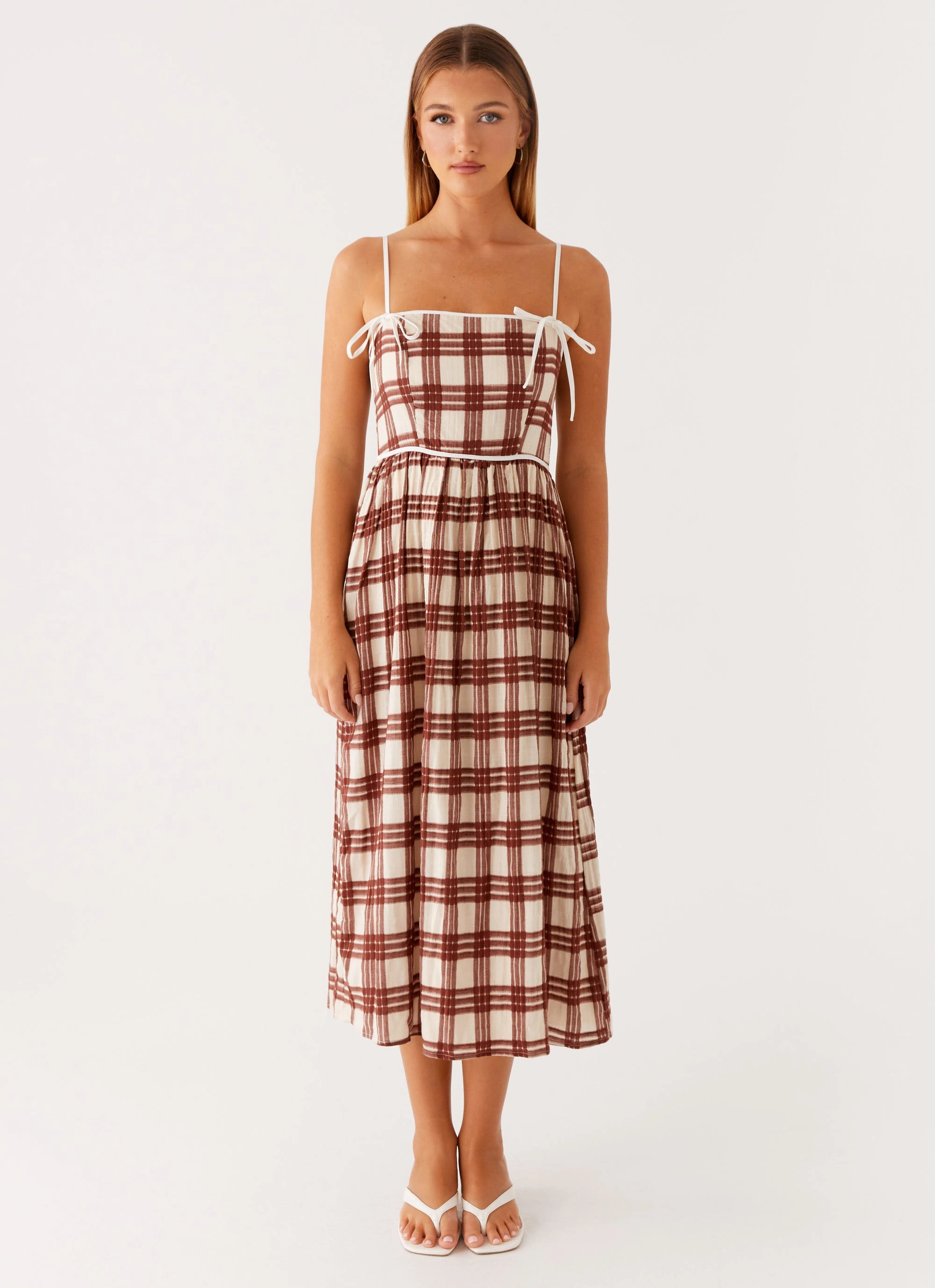 Travel-Essential Harmonious Layers Shyanne Midi Dress - Chocolate Check