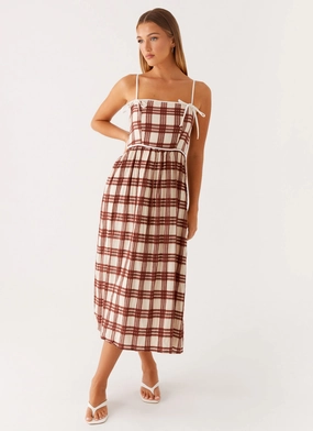 All Season Shyanne Midi Dress - Chocolate Check Shyanne Midi Dress - Chocolate Check Simple Spirit Fashionable Touch