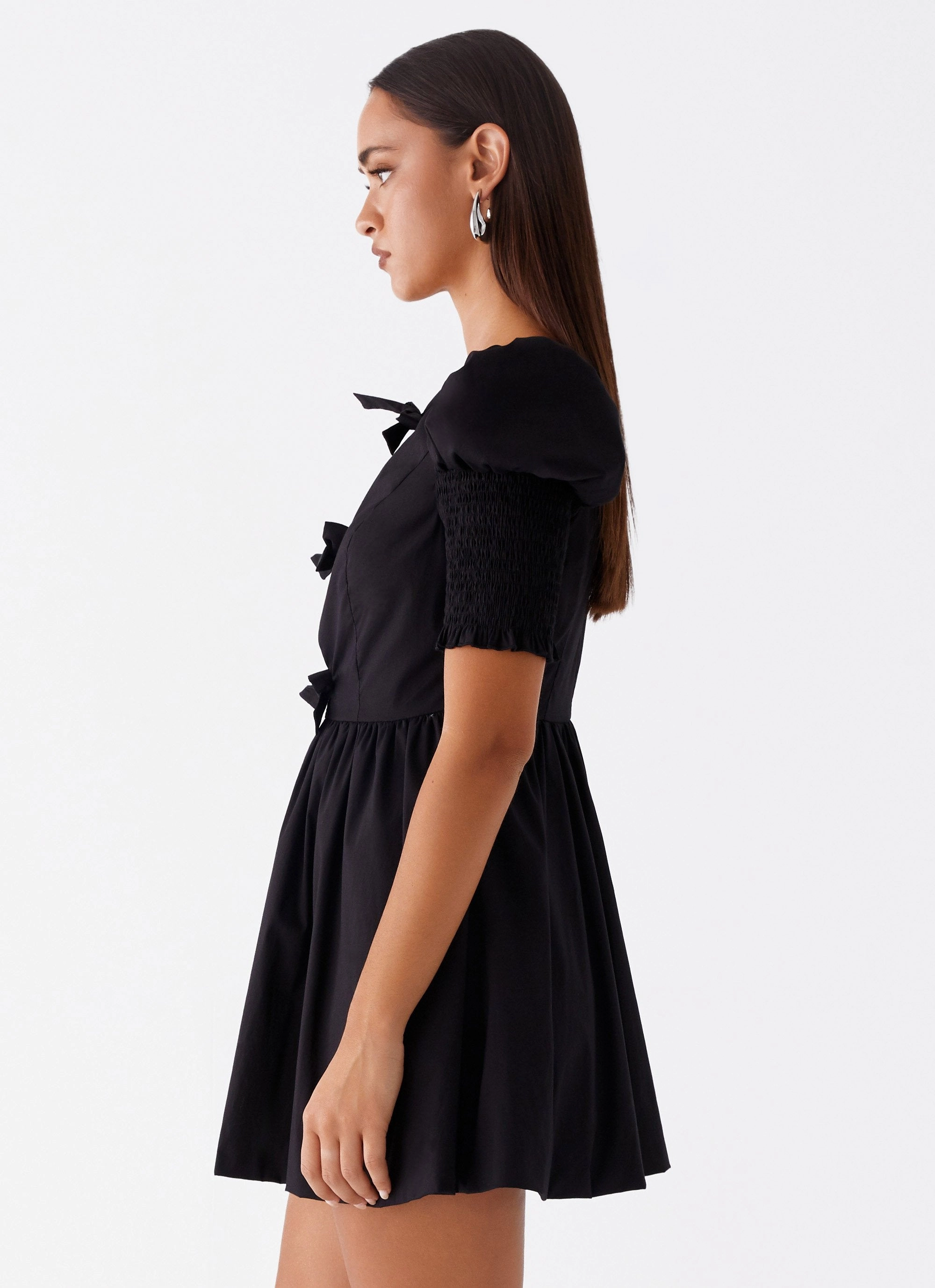 Sleek Wear Leonie Tie Front Mini Dress - Black