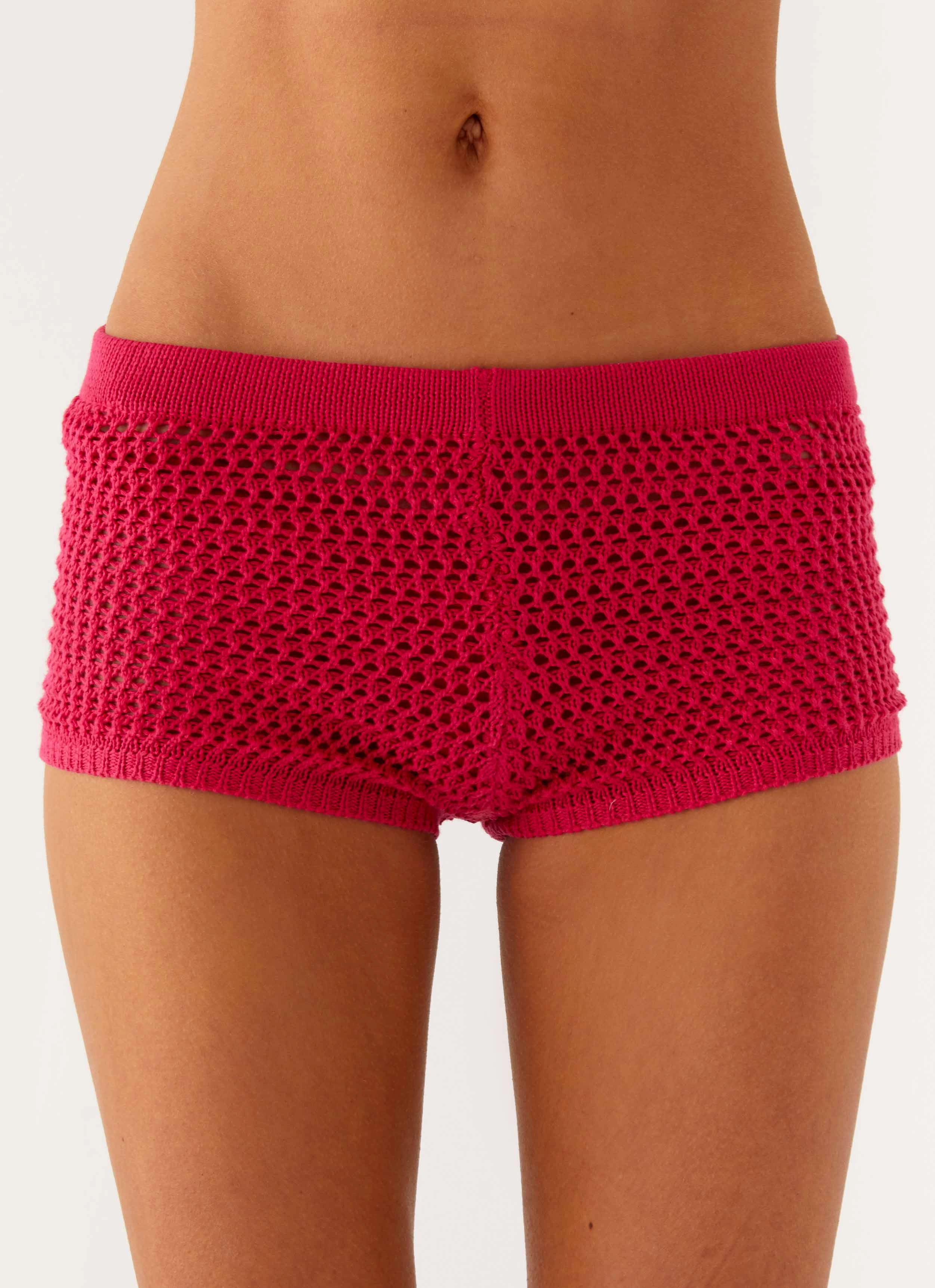 No Fuss Lukella Crochet Mini Short - Hot Pink