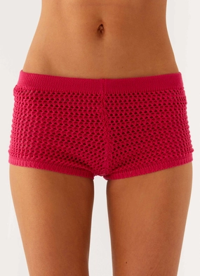 No Fuss Lukella Crochet Mini Short - Hot Pink