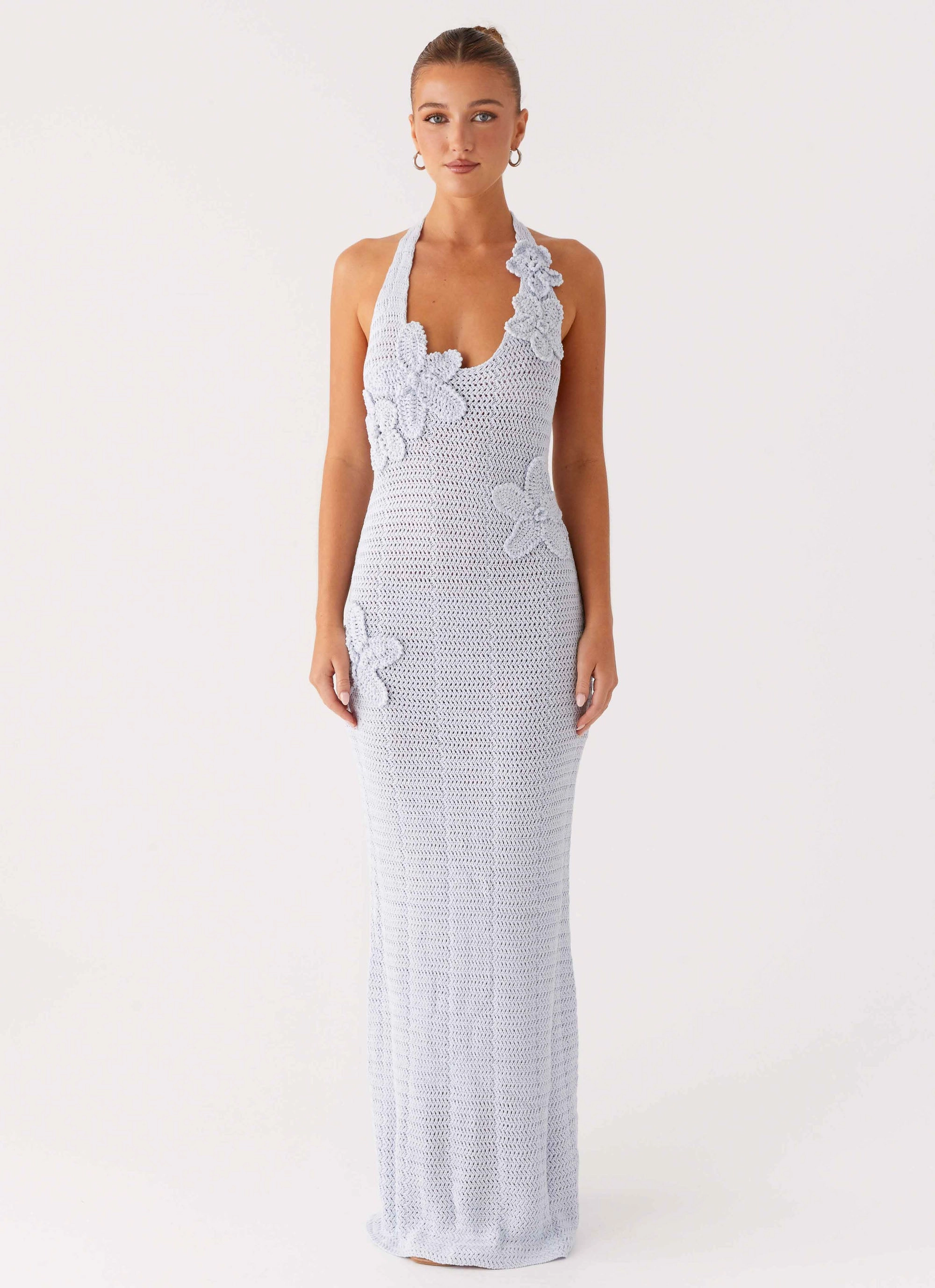 Novalee Flower Crochet Maxi Dress - Blue Casual maxi dress