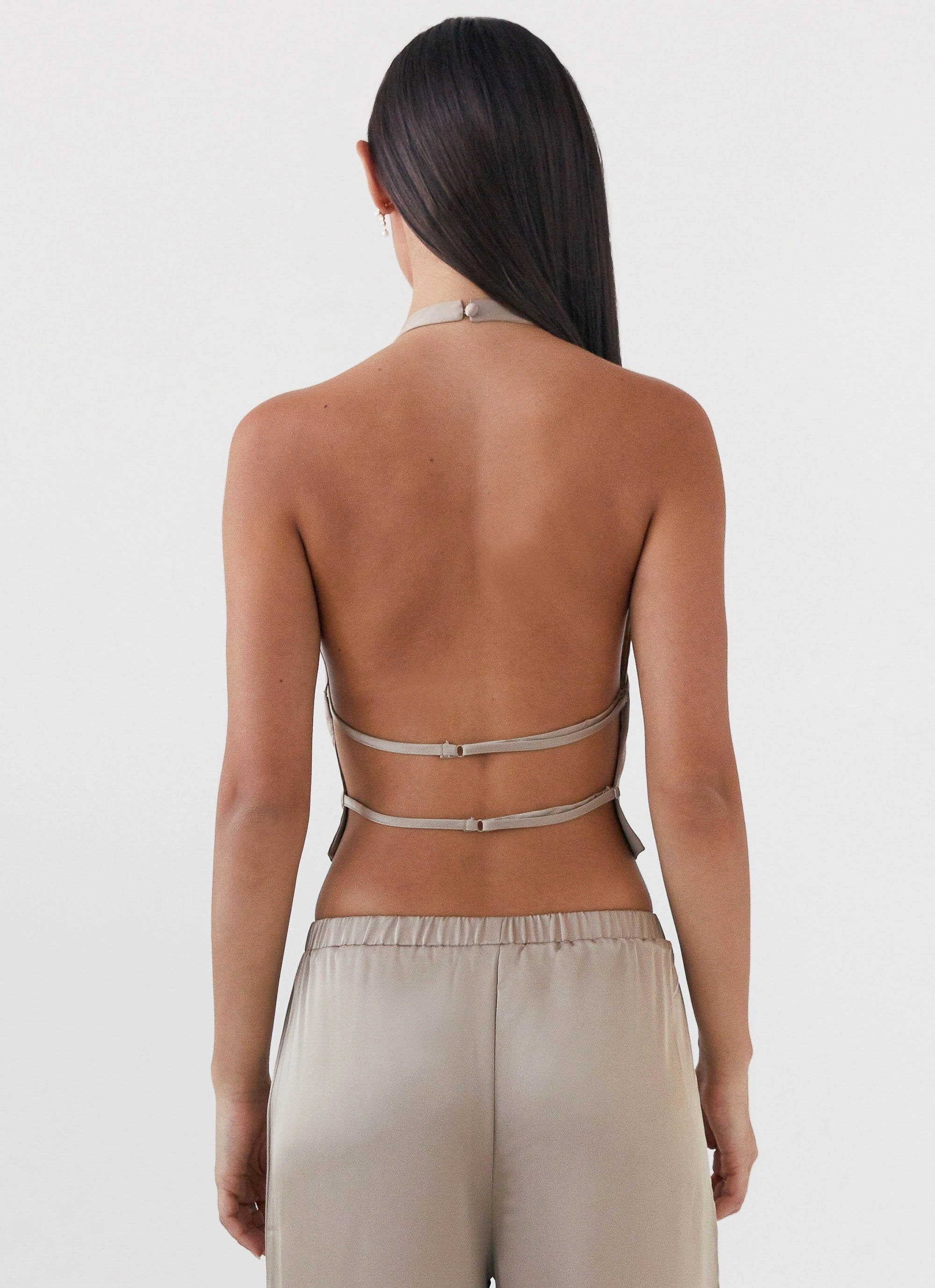 Bree Satin Halterneck Top - Mushroom AirflowVents