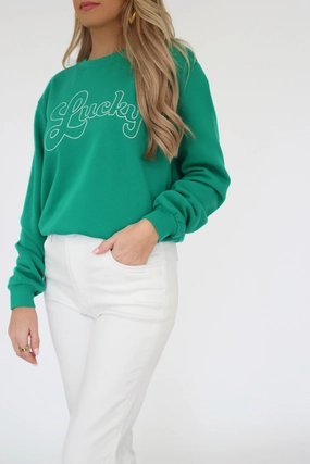 Garment Washed Finish Lucky Sweatshirt - Lucky Green (final sale)
