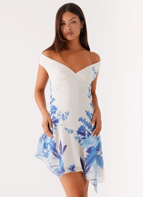 Balanced Tone Pure Fit Alma Mini Dress - Blue Floral Print