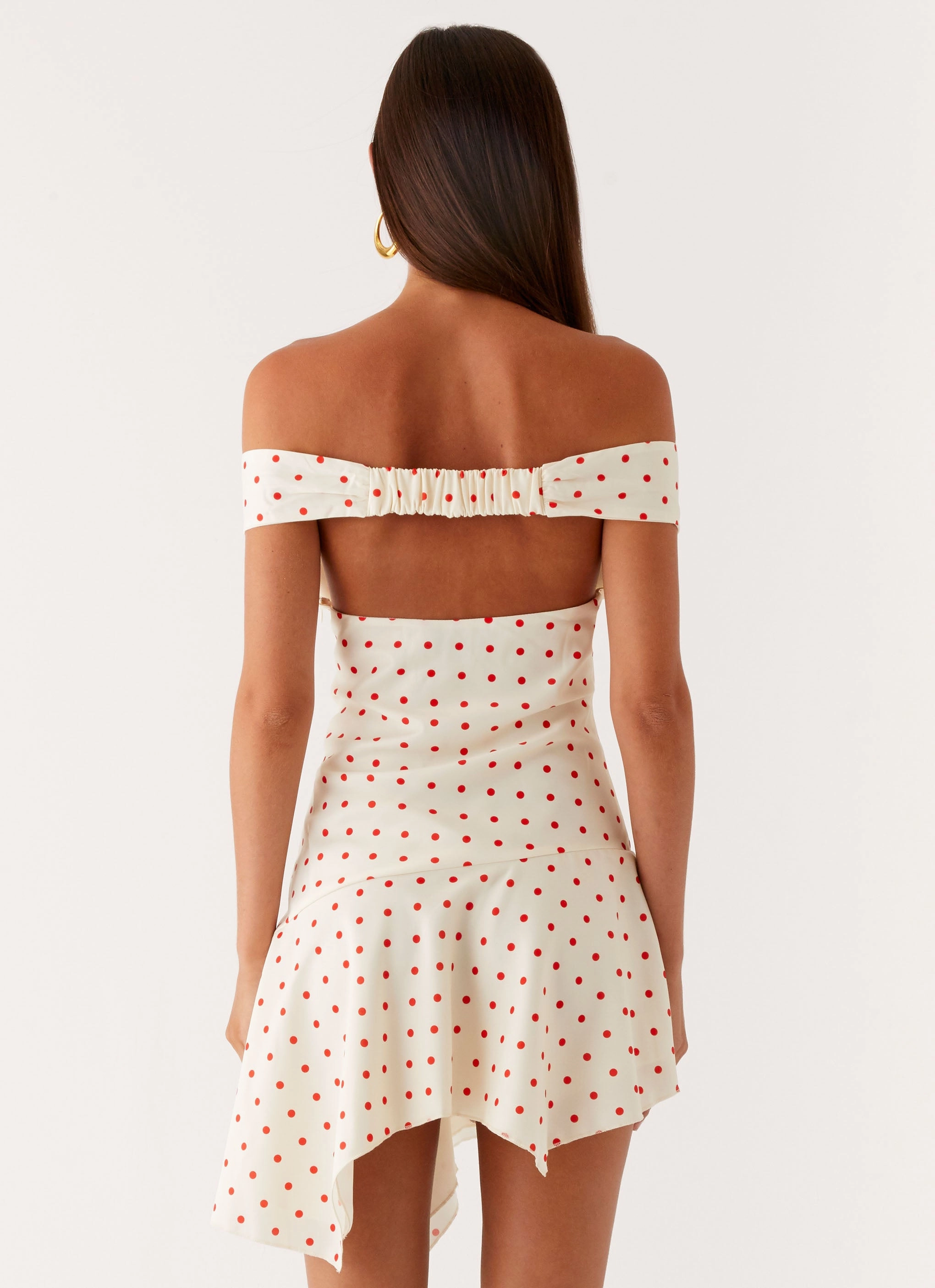 Alma Mini Dress - White Red Polka Dot All Gender