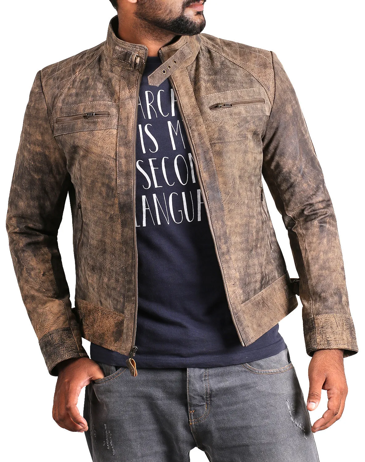 Altara Black Biker Leather Jacket