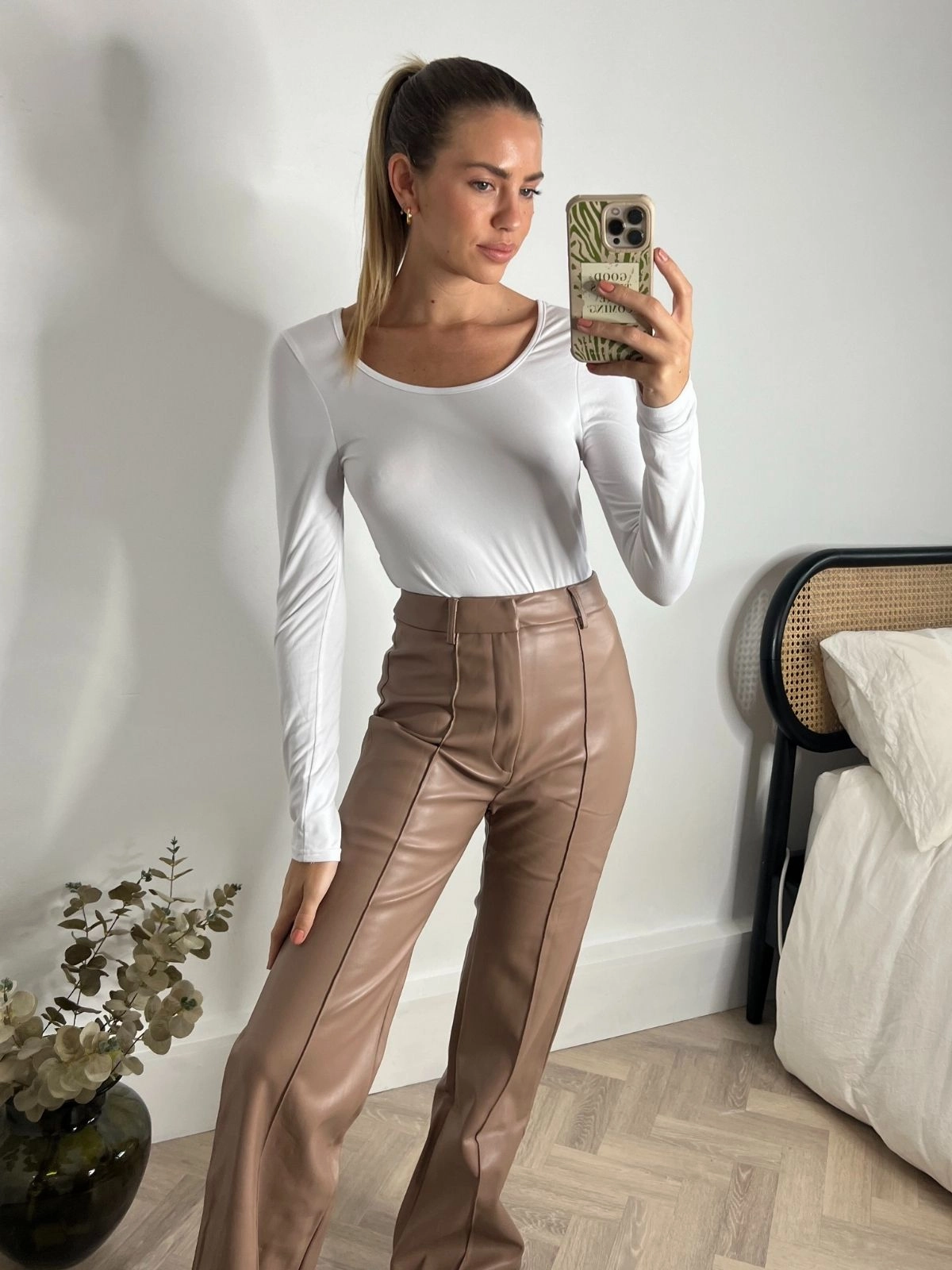 Alyssa PU Flare Trouser / Camel Comfort Base