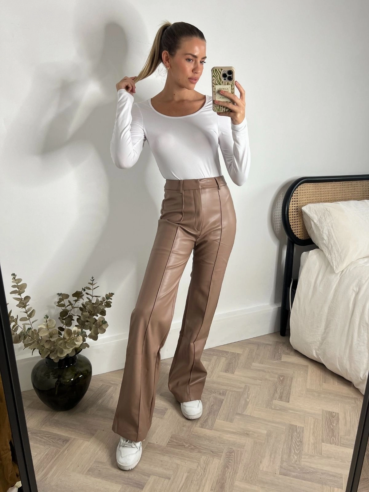 Alyssa PU Flare Trouser / Camel Everyday Ease Daily Wear