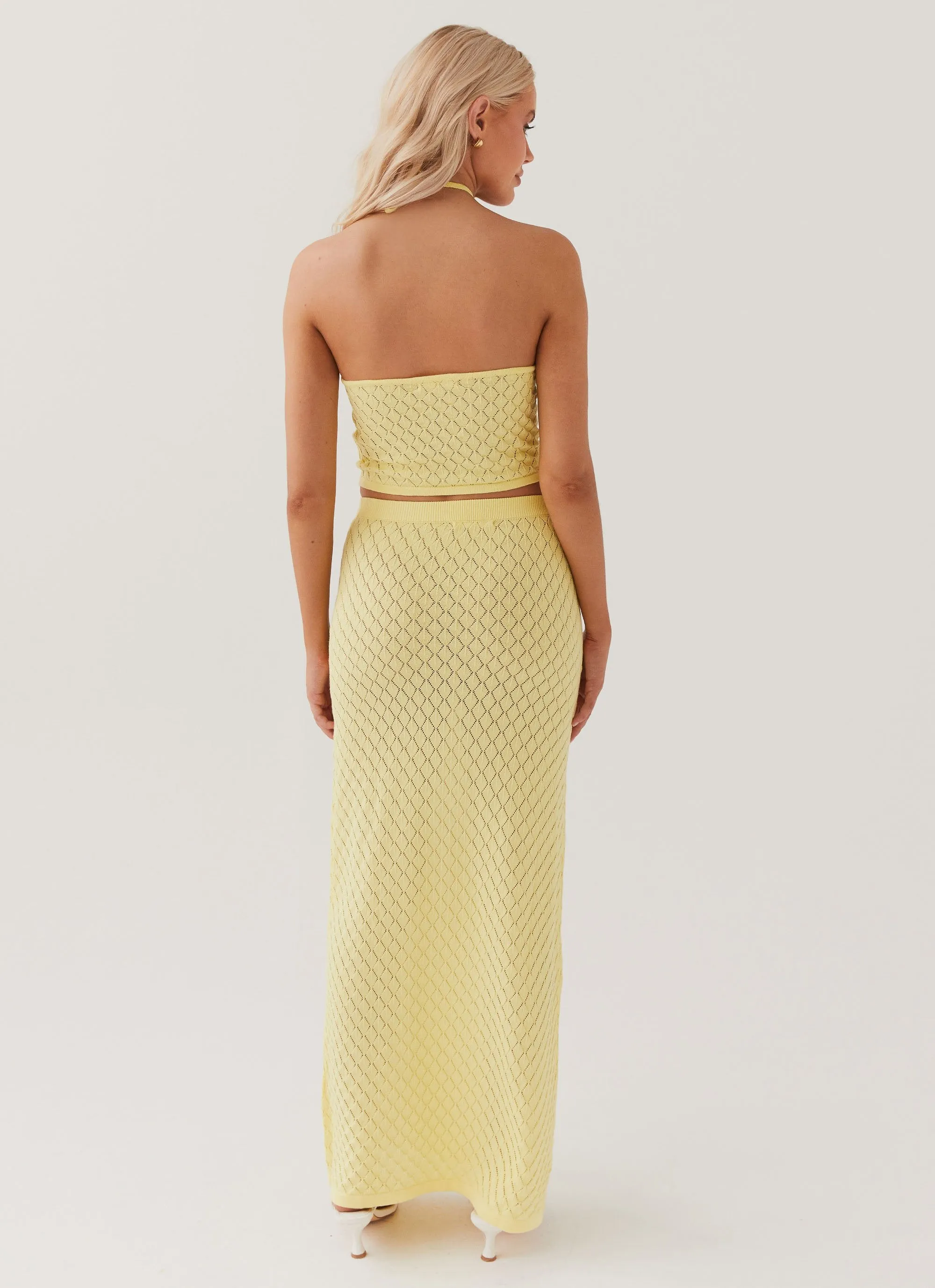 Amanza Knit Maxi Skirt - Lemon Easy Layer