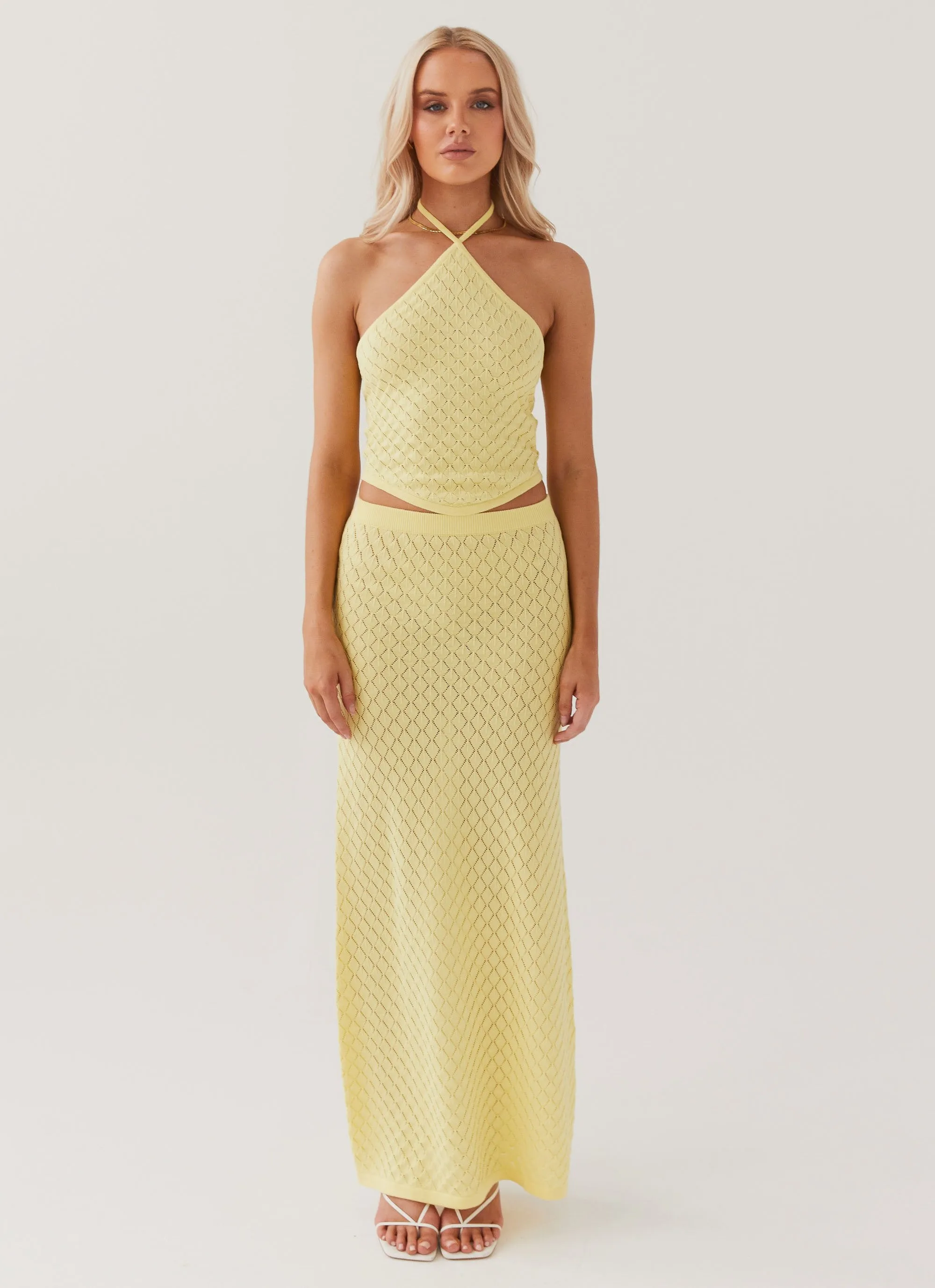 Style Innovation Local Artisan Amanza Knit Maxi Skirt - Lemon