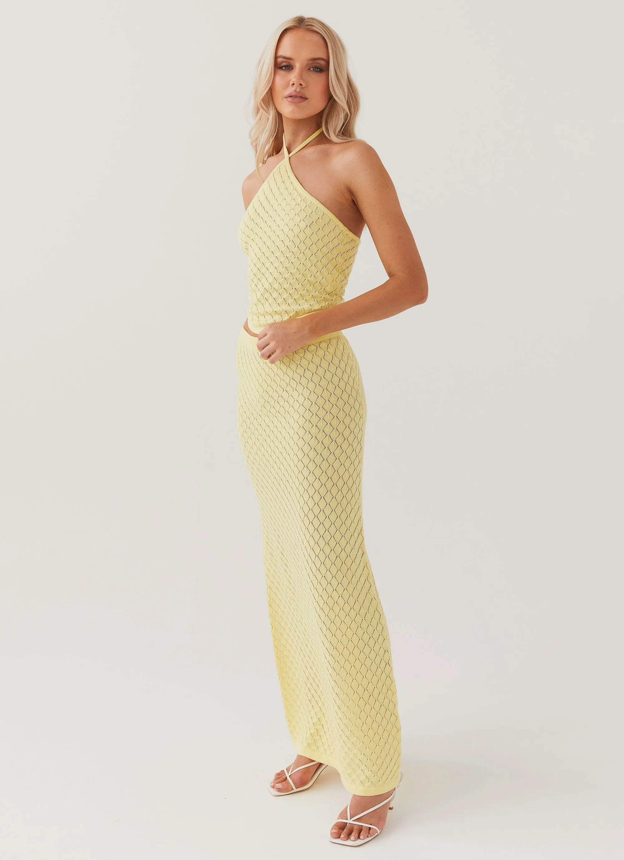 Amanza Knit Maxi Skirt - Lemon Gentle Comfort Polished Fit