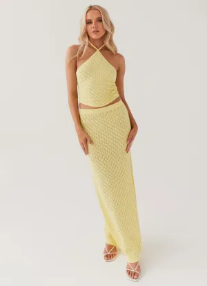High Elasticity Material Amanza Knit Maxi Skirt - Lemon
