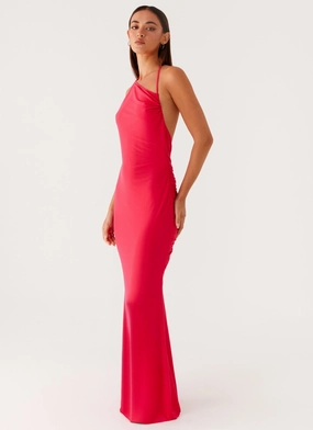 Amari Maxi Dress - Raspberry Happy Glow Polished and Elegant