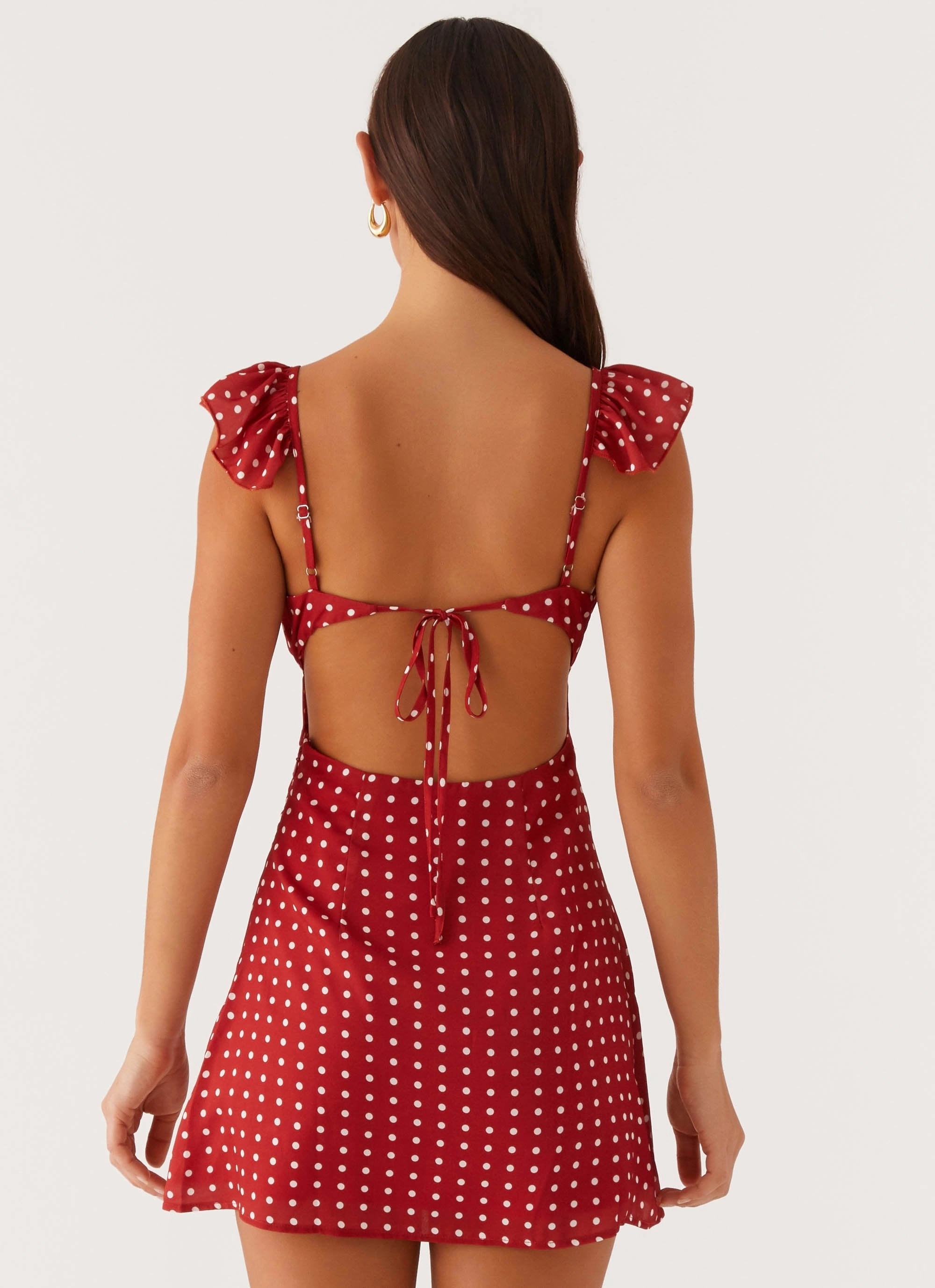 Bold Touch Chic Layering Adrina Ruffle Mini Dress - Red Polka Dot