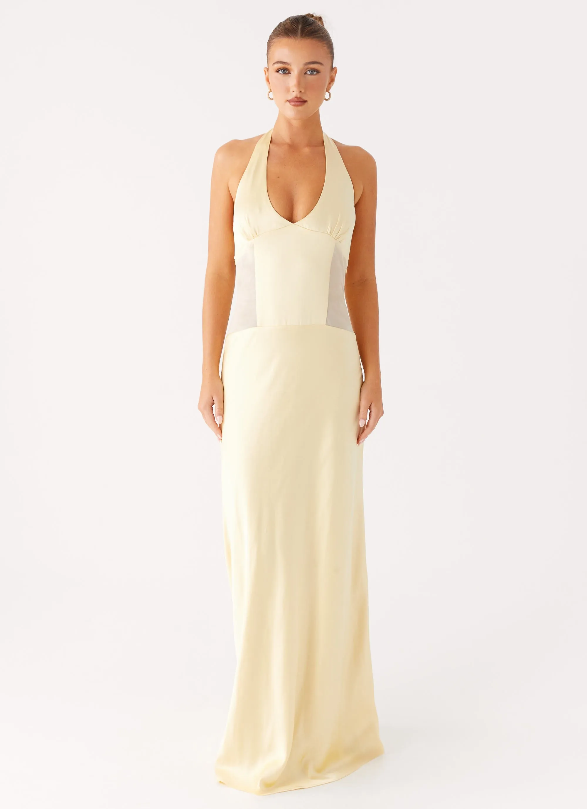 Ambre Mesh Panel Maxi Dress - Yellow Team Building