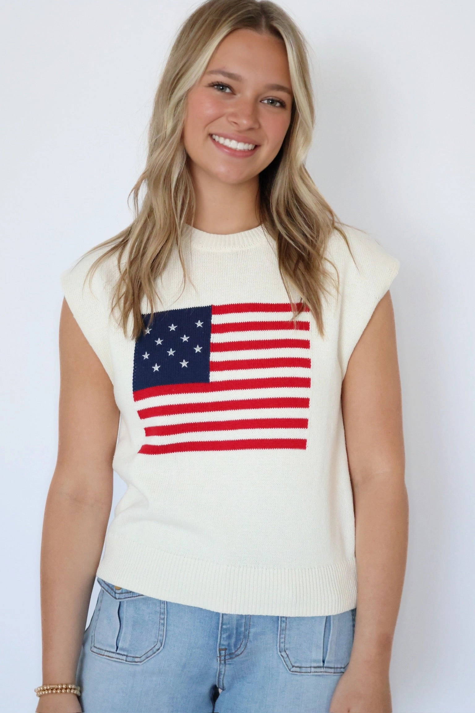 American Dream Flag Sweater Easy Care Material All Season Wear Fabric