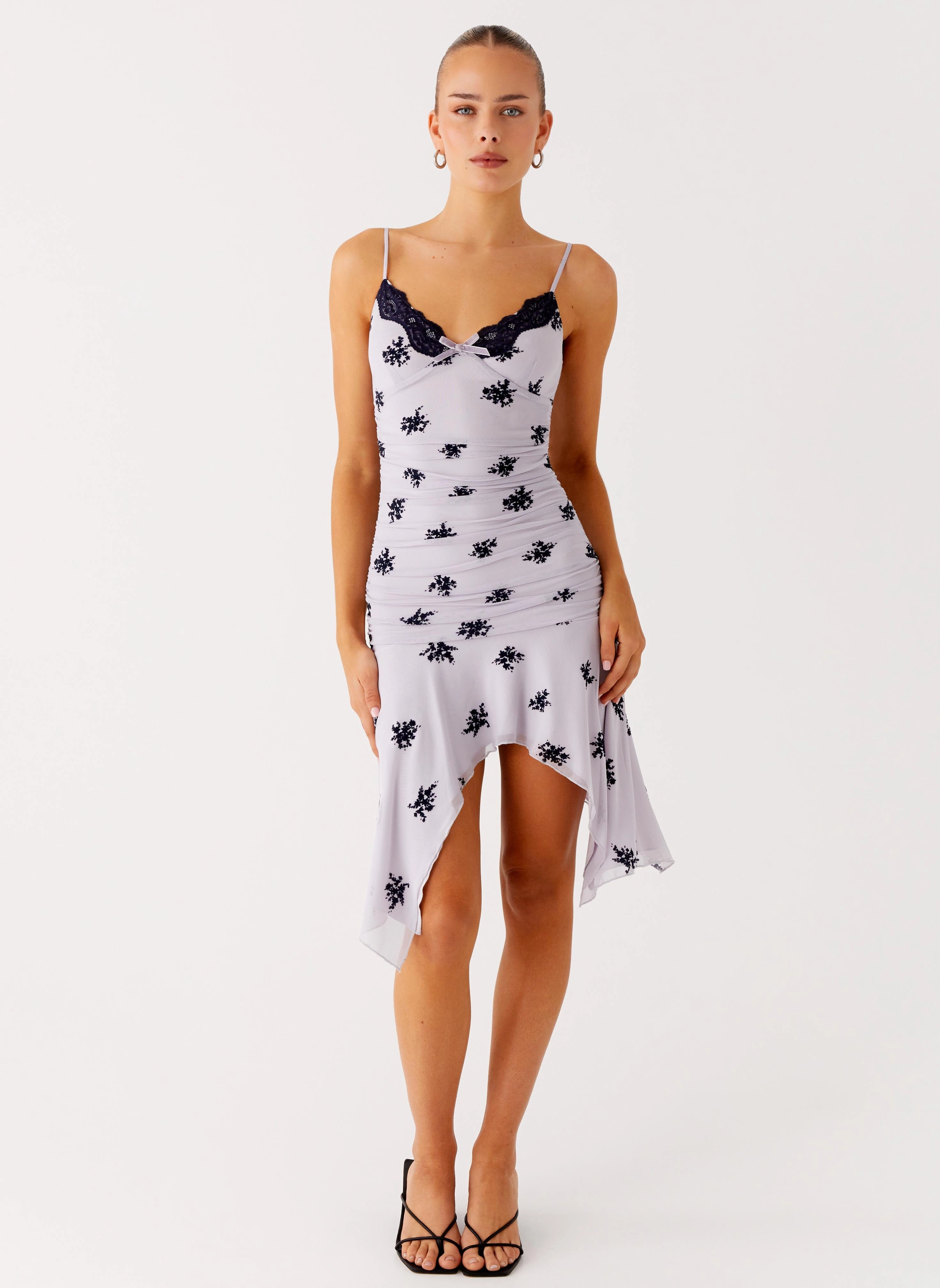 Amor Flock Hanky Mini Dress - Lilac Sleeve Light