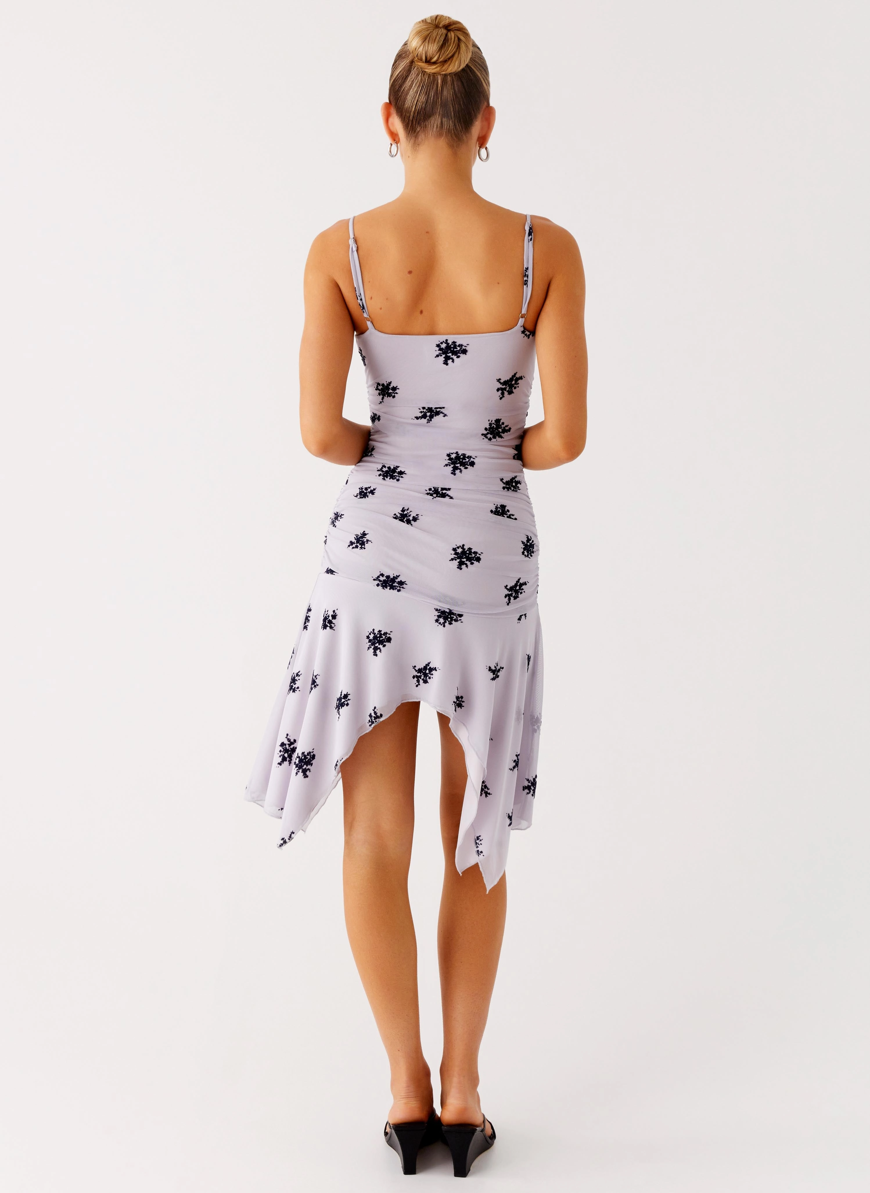 Bodycon Fit Sculpted Form Amor Flock Hanky Mini Dress - Lilac