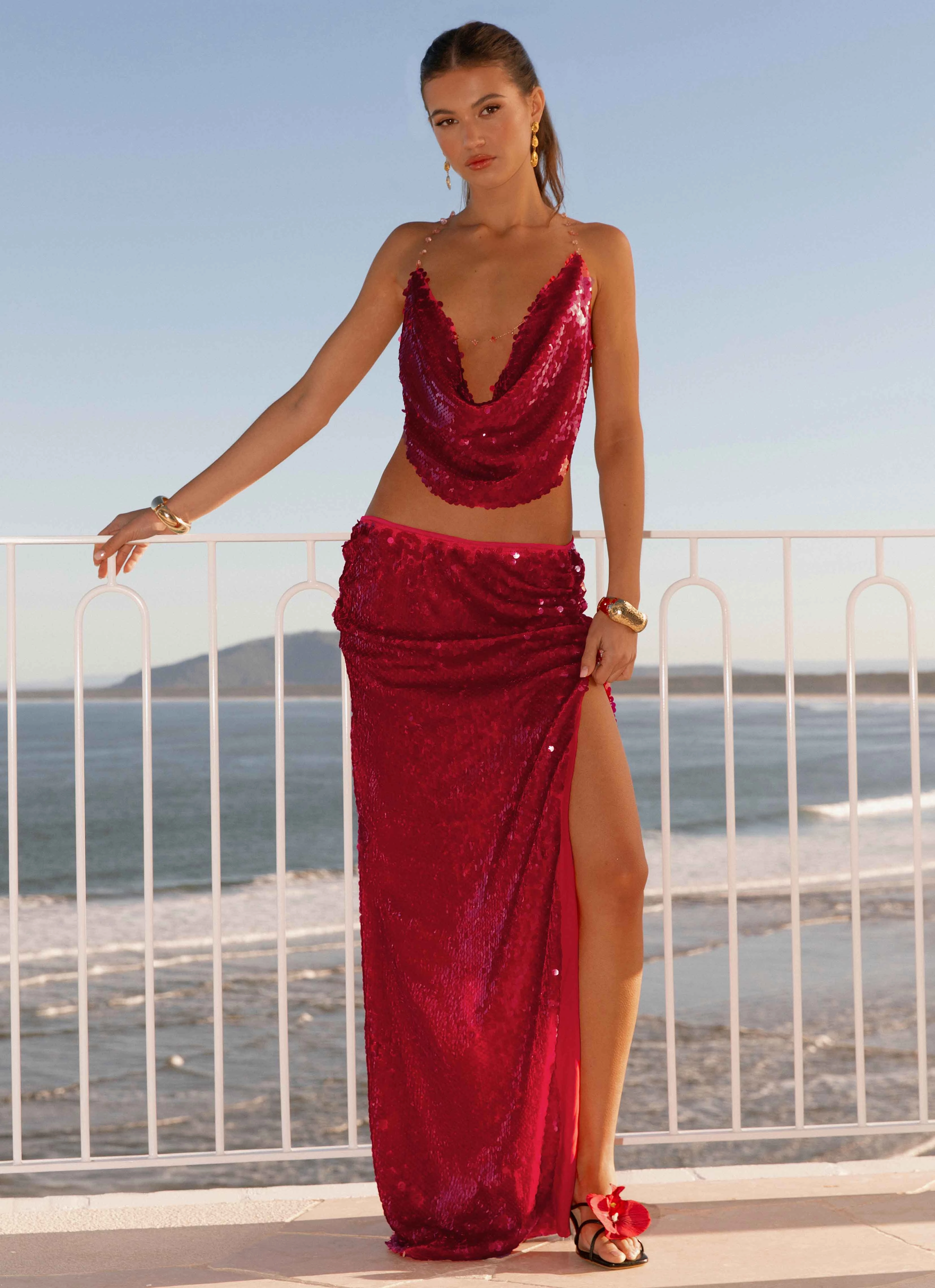 Odor Resistant Lining Amosa Maxi Skirt - Fuchsia