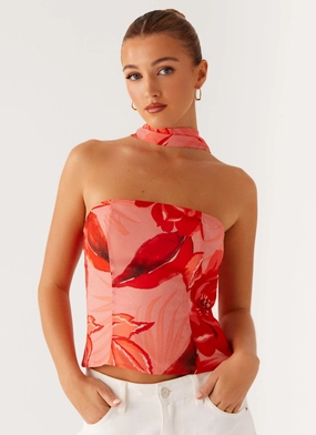 Anais Scarf Top - Sicily Sunset Print Airflow channels Sport Top Oversized Collar Anais Scarf Top - Sicily Sunset Print