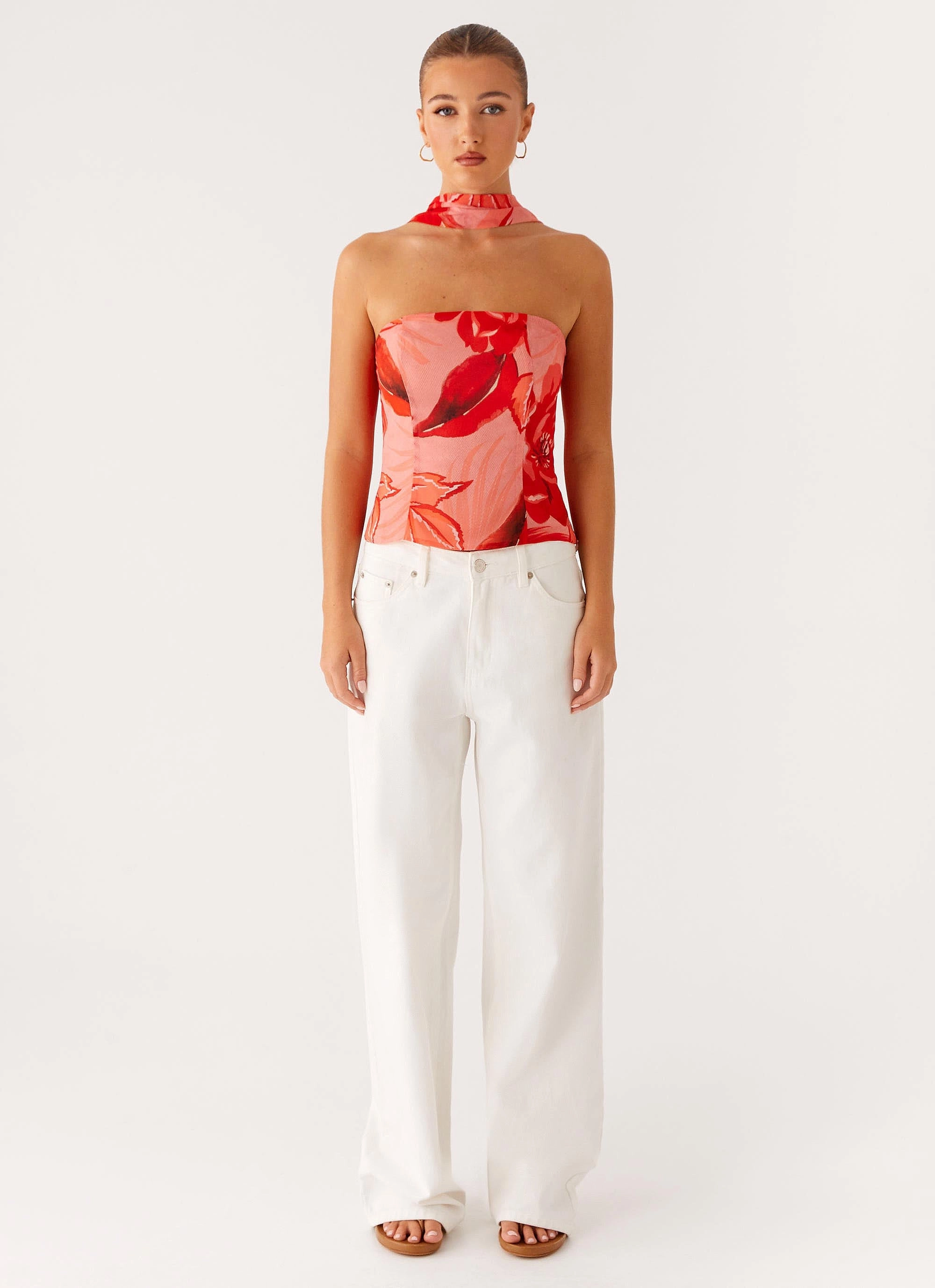 Anais Scarf Top - Sicily Sunset Print Thermal Regulation Technology