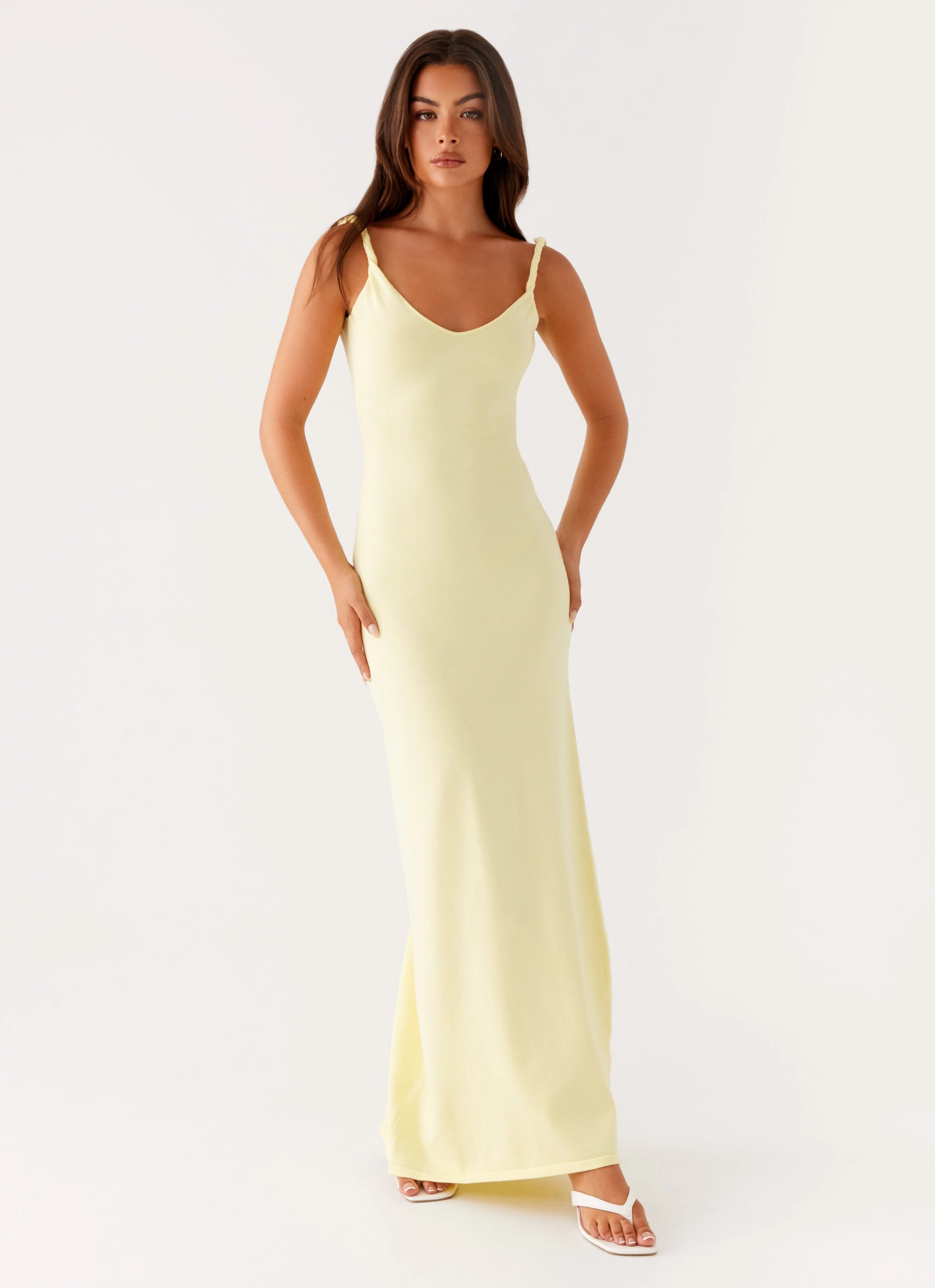 Anastasia Maxi Dress - Yellow Elegant Style Sleek Tailoring