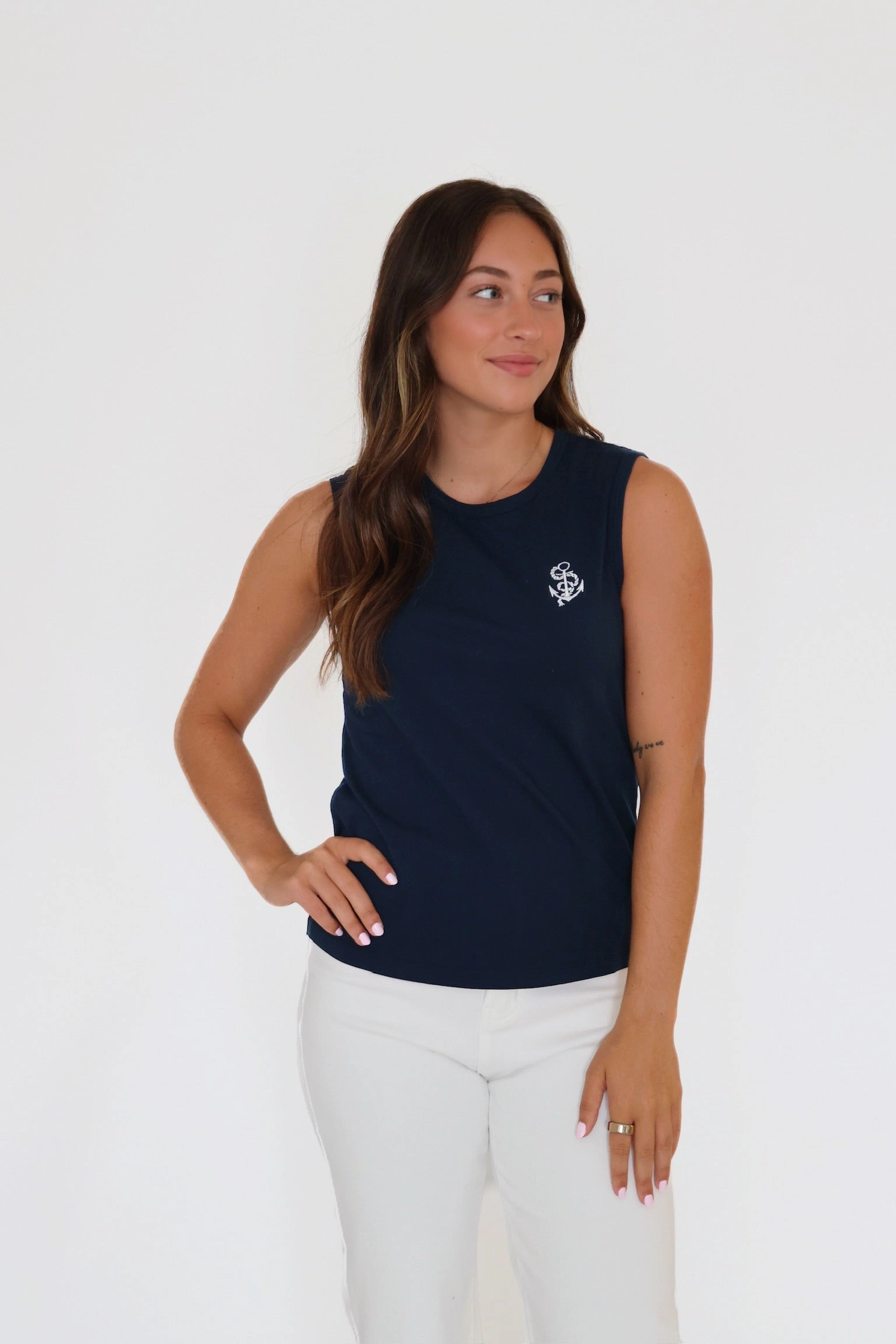 BreathableMaterial LaserCut Edges Anchor Muscle Tank - Eclipse (FINAL SALE)