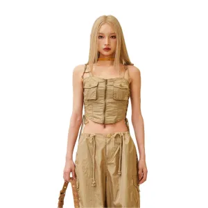 Ancient Myth Golden Snake Paratrooper Cropped Top