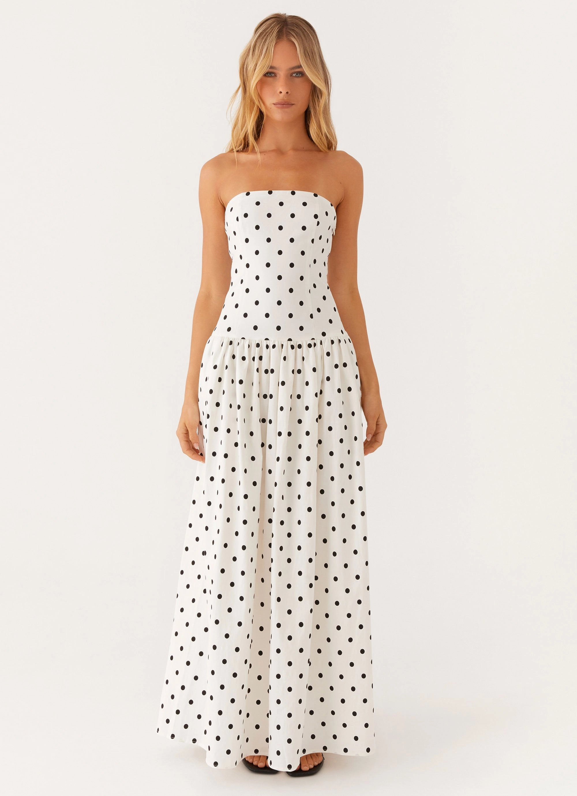 Perfectly Fit Look Andorra Maxi Dress - White Polkadot