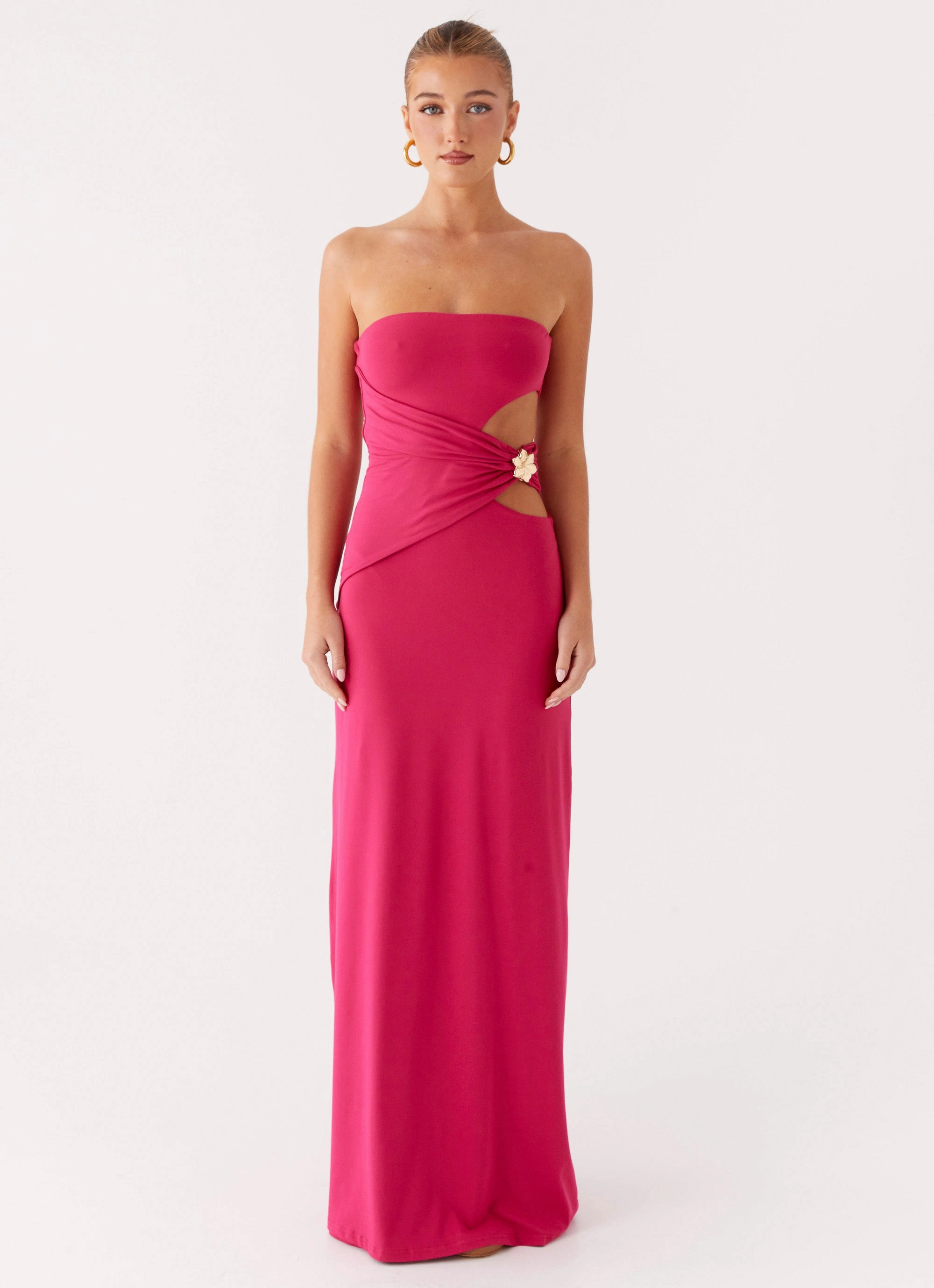 Anetta Maxi Dress - Fuchsia Easy Draping Soft Shape