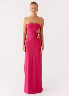 Anetta Maxi Dress - Fuchsia Easy Draping Soft Shape