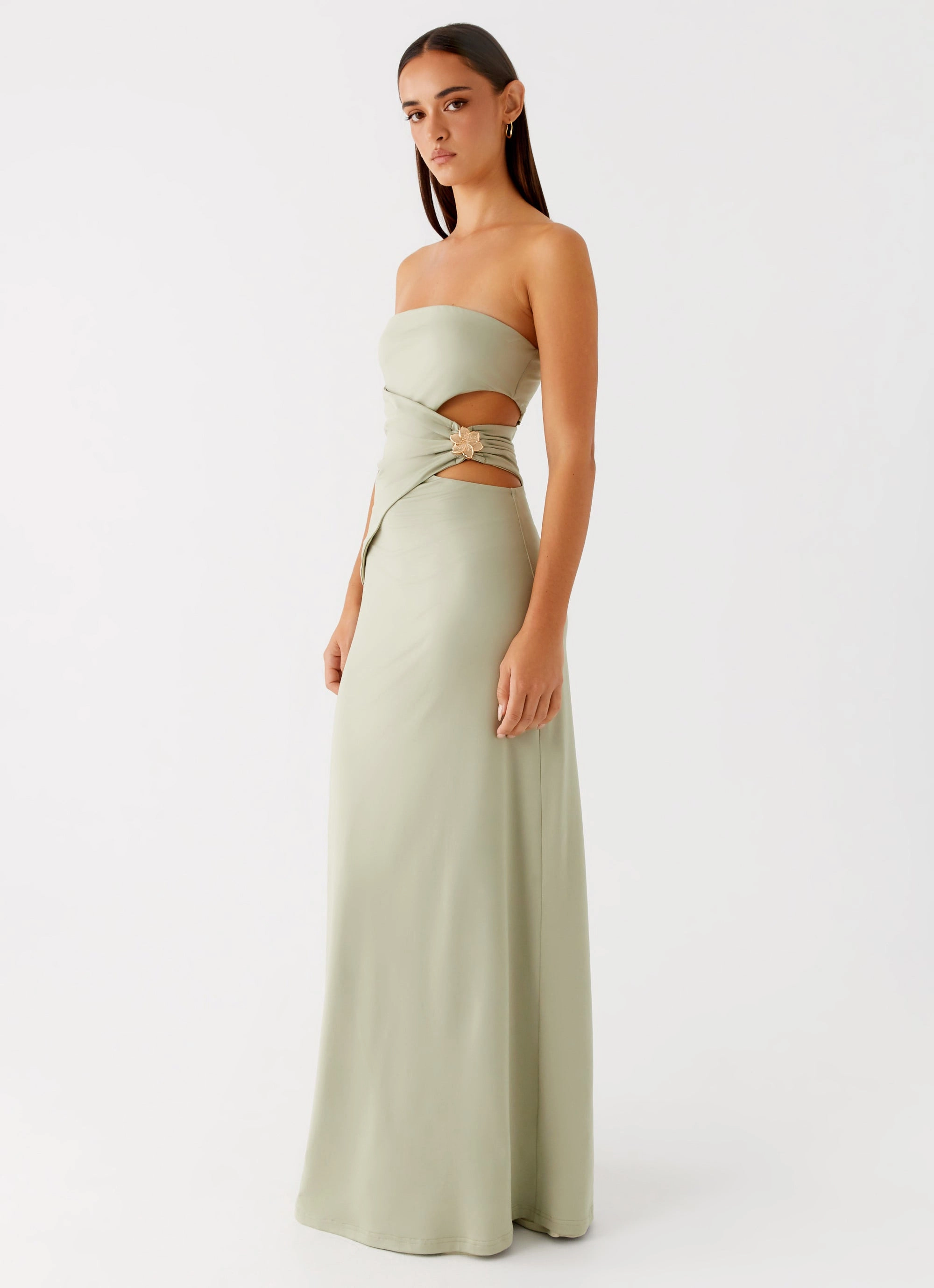 Lace-Trim Anetta Maxi Dress - Sage