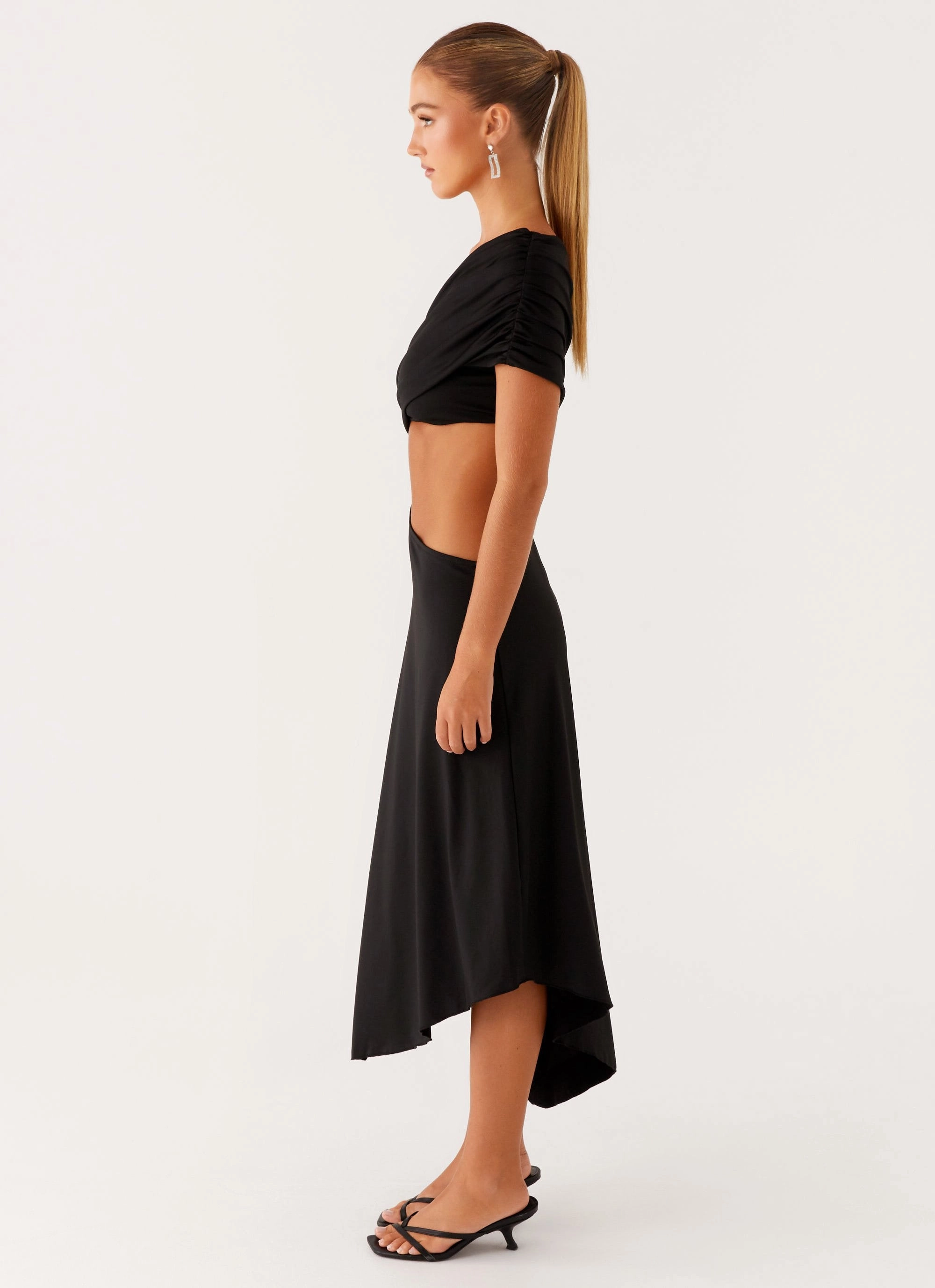 Formal Outfit Angelina Asym Midi Dress - Black