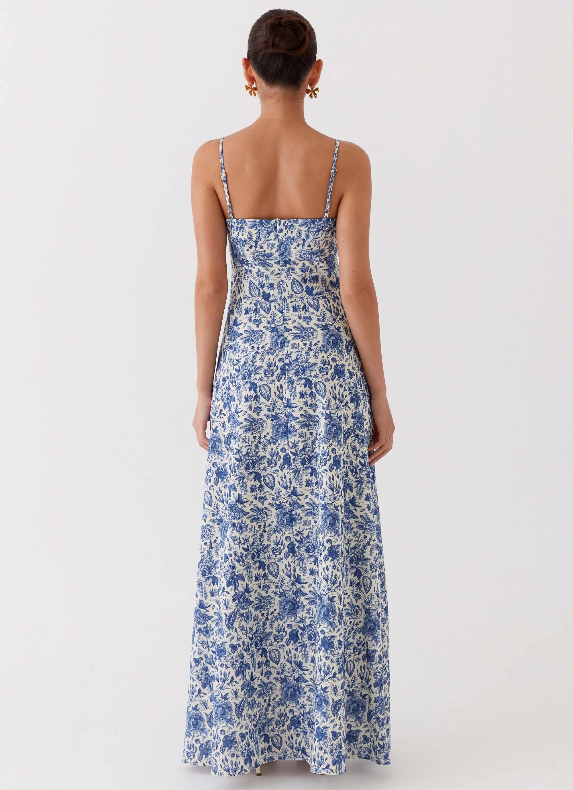 Modern Movement Angelina Linen Maxi Dress - Blue Paisley