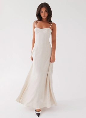 Angelina Linen Maxi Dress - Oatmeal All-Occasion Look