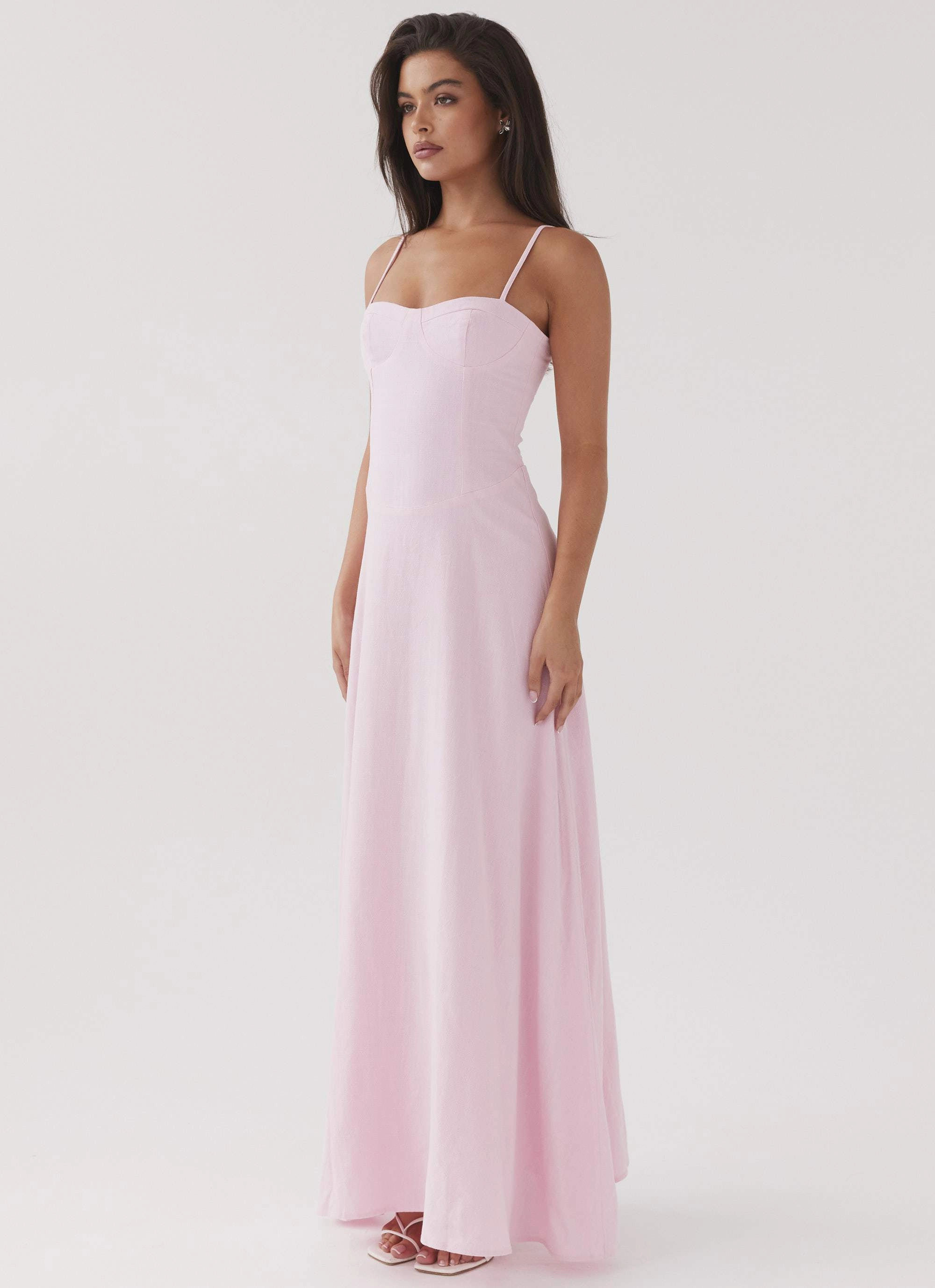 Angelina Linen Maxi Dress - Pink Petal Versatile dress for layering