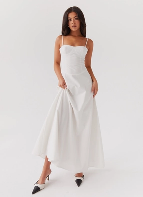 Day Chic Work-Ready Look Angelina Linen Maxi Dress - White