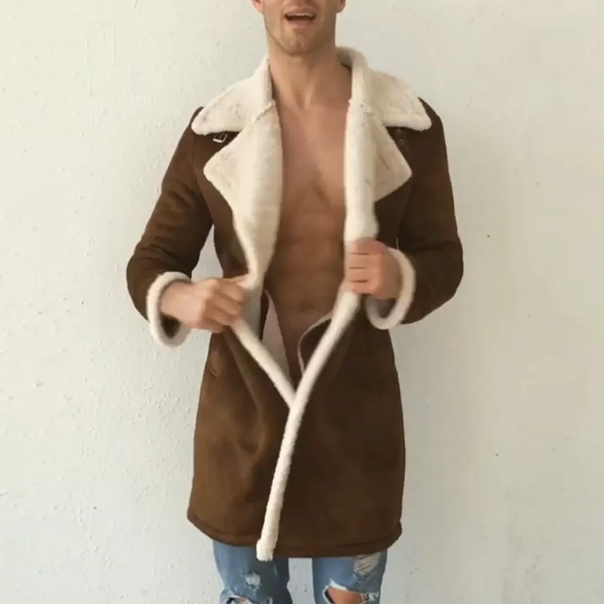Angelo Ricci™ Brand Suede Inside Fleece Thick Coat