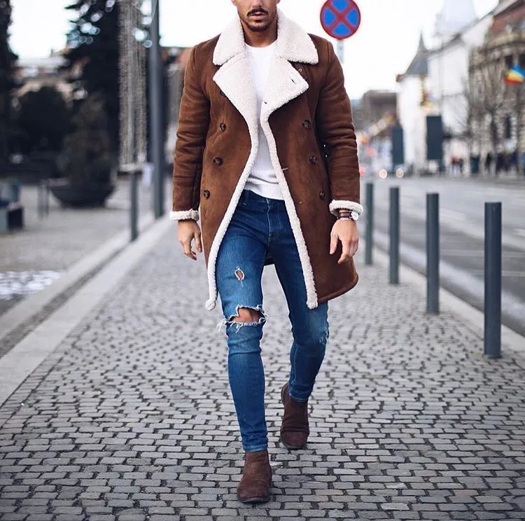 Angelo Ricci™ Brand Suede Inside Fleece Thick Coat