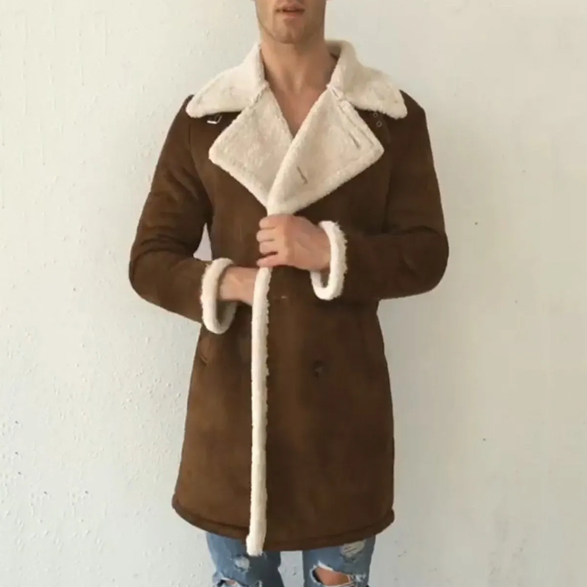 Angelo Ricci™ Brand Suede Inside Fleece Thick Coat