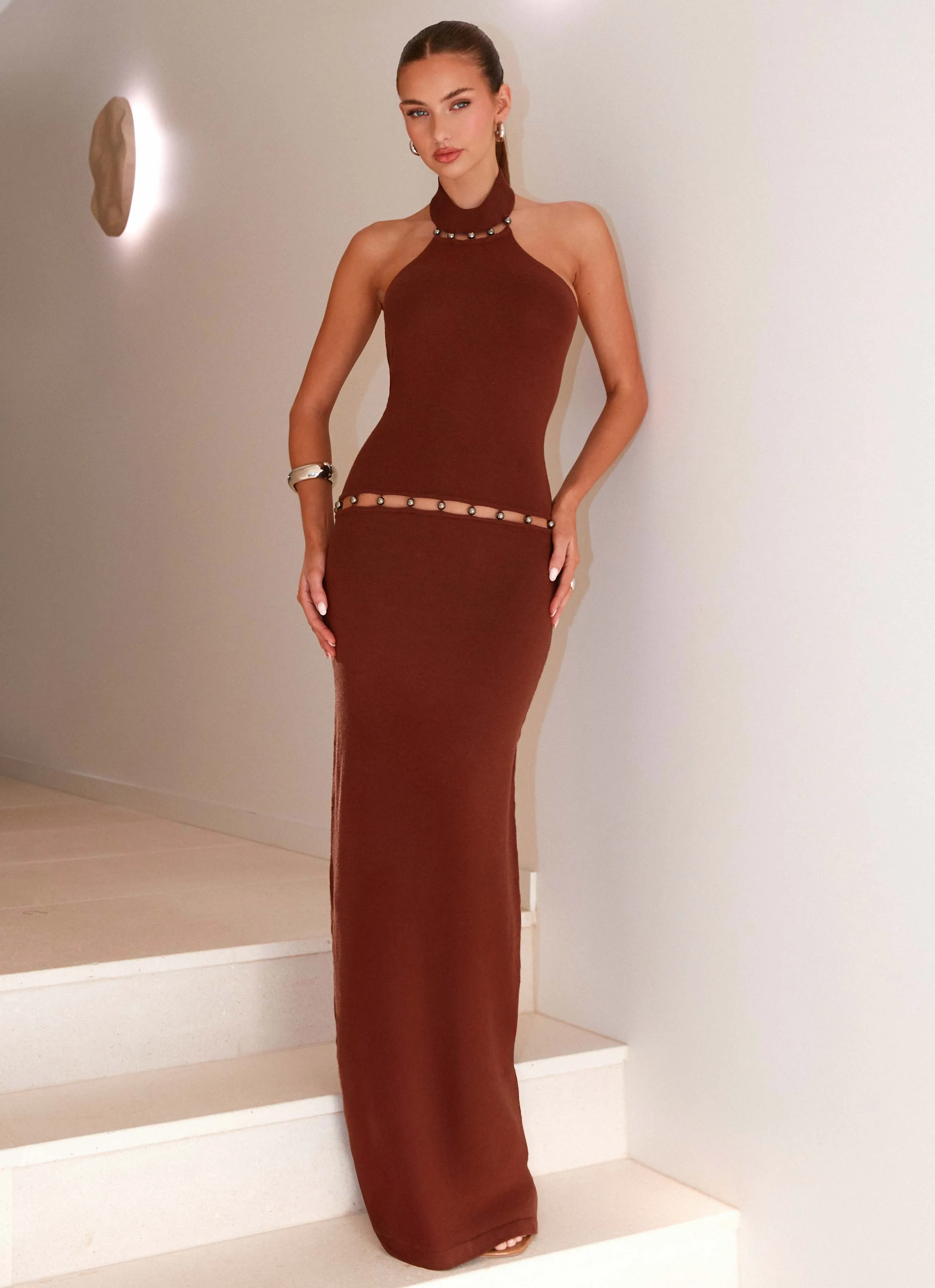 Opaline Knit Maxi Dress - Chocolate Fashion Forward