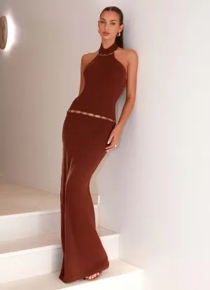 Minimalist fashion Opaline Knit Maxi Dress - Chocolate