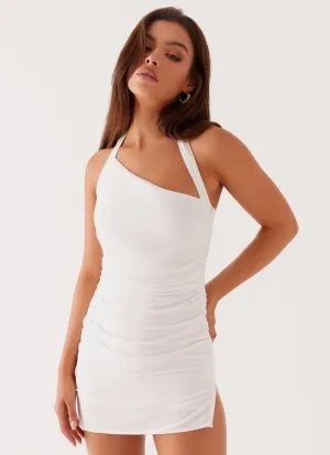 Annalissa Linen Mini Dress - White Top Seller Annalissa Linen Mini Dress - White V-Neck