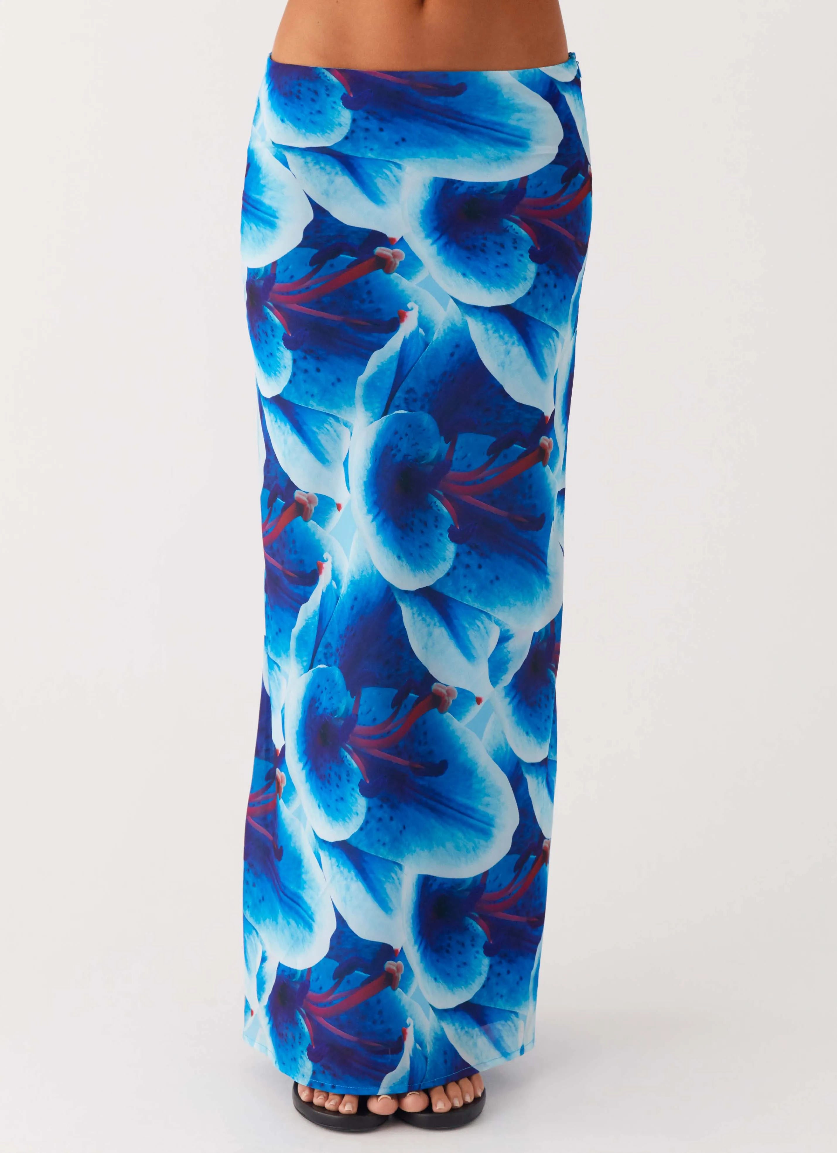 flared silhouette Another Life Chiffon Maxi Skirt - Turquoise Floral